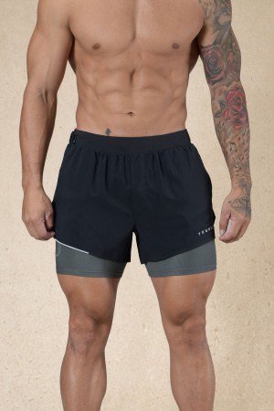 YoungLA 124 - 6am Compression Kurze Hose Herren Schwarz | 756-ZGPASH