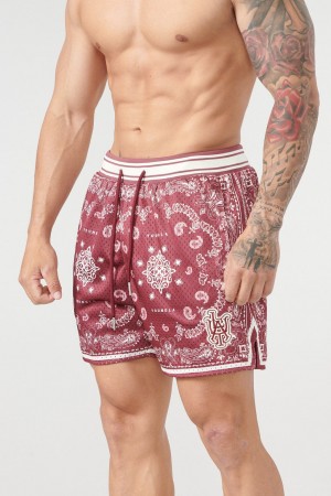 YoungLA 132 Infamous Bandana Kurze Hose Herren Bordeaux | 719-ISCUYV