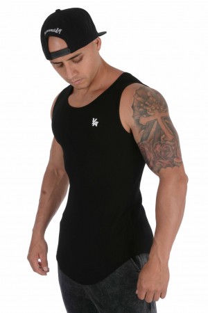 YoungLA 314 Scoop Bottom Gerippt Muskelshirt Herren Schwarz | 203-PJHTCA