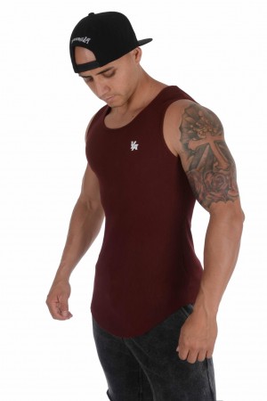 YoungLA 314 Scoop Bottom Gerippt Muskelshirt Herren Bordeaux | 401-XAHTLK