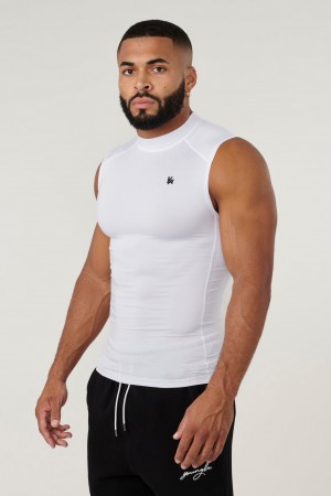 YoungLA 315 - Stealth Compression Cut-Offs Muskelshirt Herren Weiß | 268-BVMTWJ