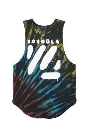 YoungLA 321 Tie Dye Bloc Cut Off Muskelshirt Herren Mehrfarbig | 159-BNXKJF