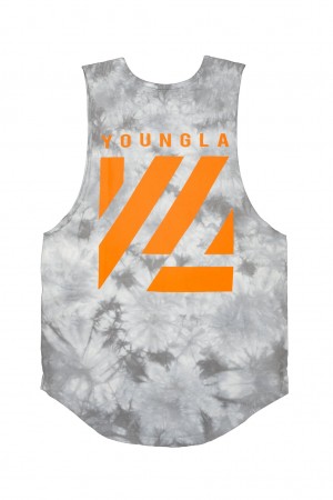 YoungLA 321 Tie Dye Bloc Cut Off Muskelshirt Herren Grau | 459-WHRICP