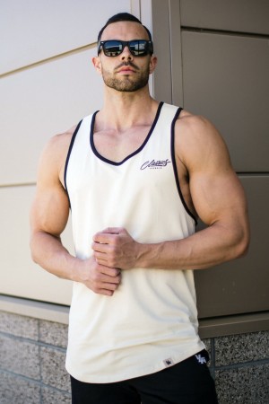 YoungLA 324 Classics Stringer Muskelshirt Herren Weiß | 374-AQNYOF