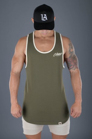 YoungLA 324 Classics Stringer Muskelshirt Herren Olivgrün | 523-VTQCEU