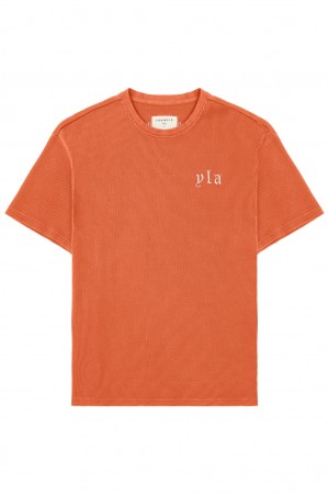 YoungLA 427 Summer Waffle T-shirts Herren Orange | 859-VWRQGD