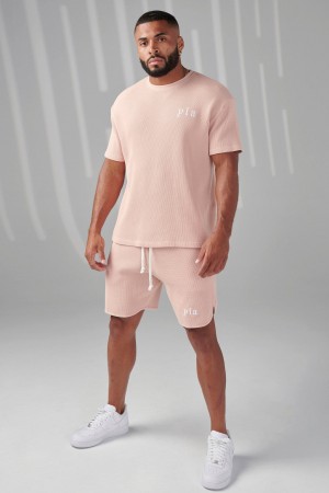 YoungLA 427 Summer Waffle T-shirts Herren Rosa | 629-RFKGSH