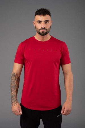 YoungLA 459 Monochrome Fitted T-shirts Herren Rot | 163-JAUWKX