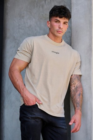 YoungLA 471 Chrome T-shirts Herren Beige | 315-IGKXYN