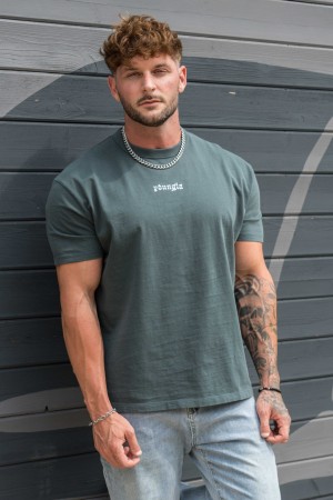 YoungLA 471 Chrome T-shirts Herren Grün | 241-GYFUXZ