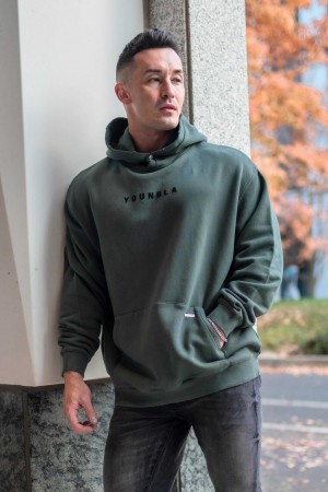 YoungLA 535 Monarch Pullovers Hoodie Herren Grün | 157-LCVTWY