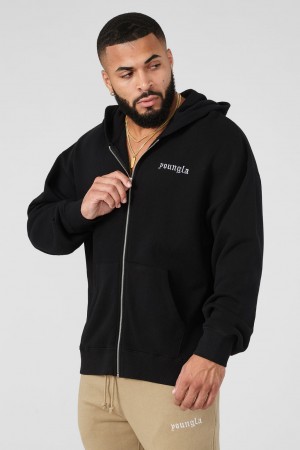 YoungLA 539 Earthy Kollektion -s Hoodie Herren Schwarz | 957-CKUHPS