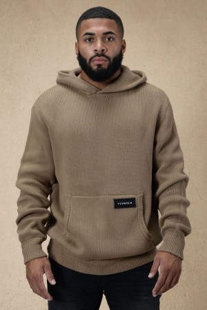 YoungLA 547 Mojave Knitteds Hoodie Herren Khaki | 280-CIGYPE