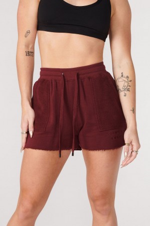 YoungLA W114 Reversed Terry Kurze Hose Damen Bordeaux | 138-PZRTWG