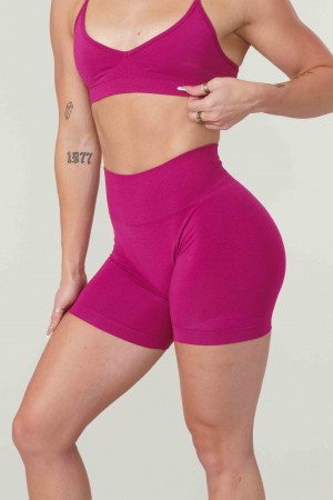 YoungLA W120 - Core Seamless Kurze Hose Damen Fuchsie | 539-ADWMCG