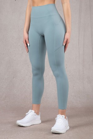 YoungLA W214 Power Leggings Damen Blau | 651-DOGHWR