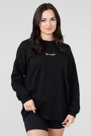 YoungLA W416 Retro Long Sleeve Fall 23 Oberteile Damen Schwarz | 019-VNSEGJ