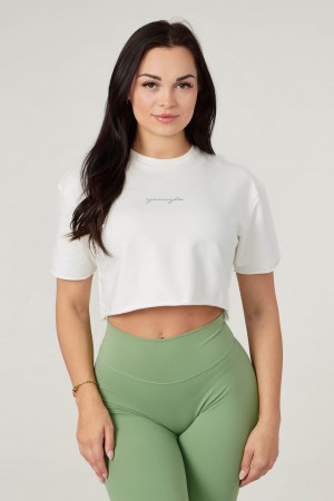 YoungLA W426 - Not So Basic Cropped Oberteile Damen Weiß | 172-WZUAJD