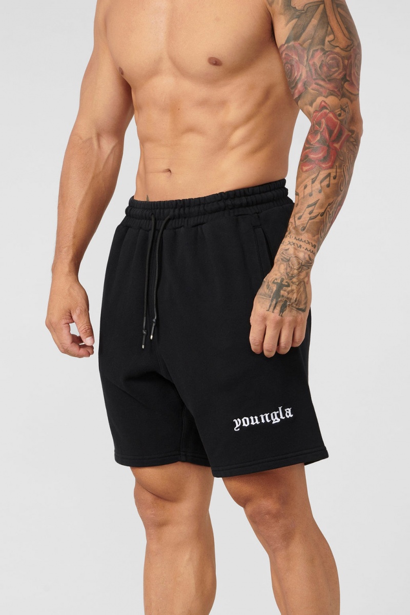 YoungLA 112 - Baggy Sweat Kurze Hose Herren Schwarz | 570-UXDZHY