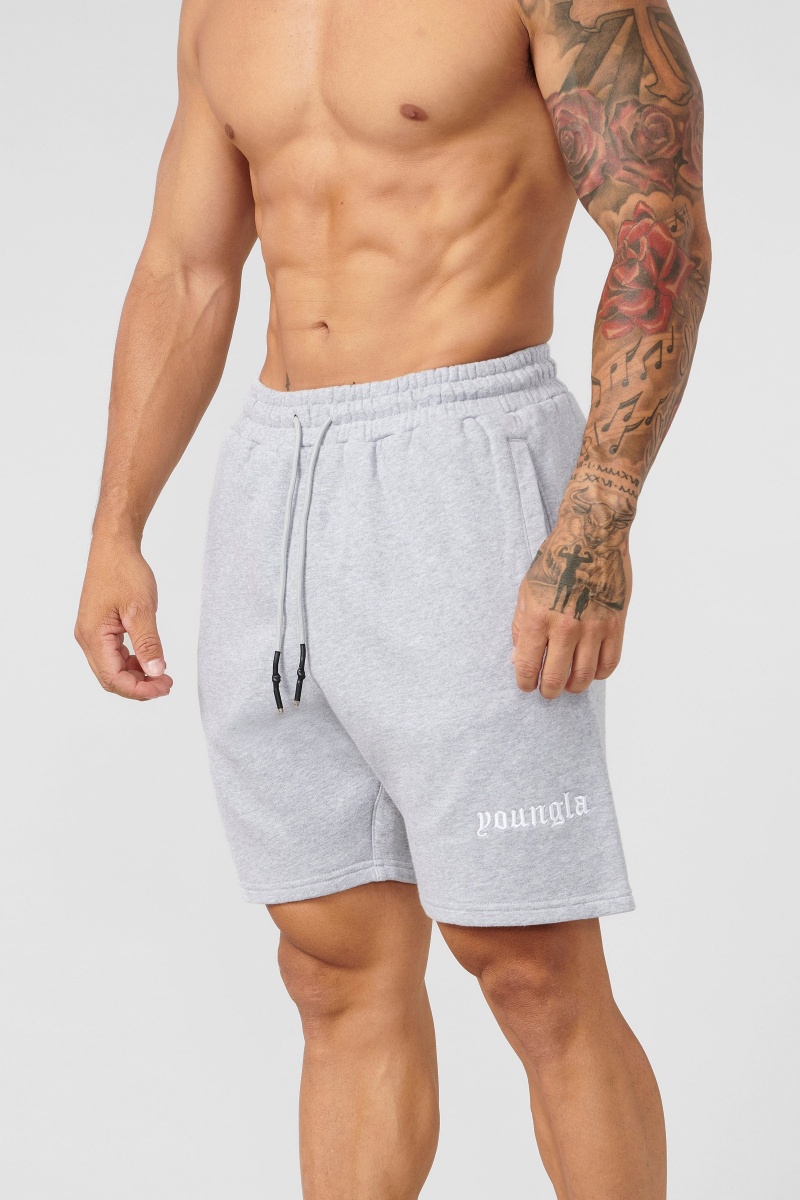 YoungLA 112 - Baggy Sweat Kurze Hose Herren Grau | 476-JVCLAD