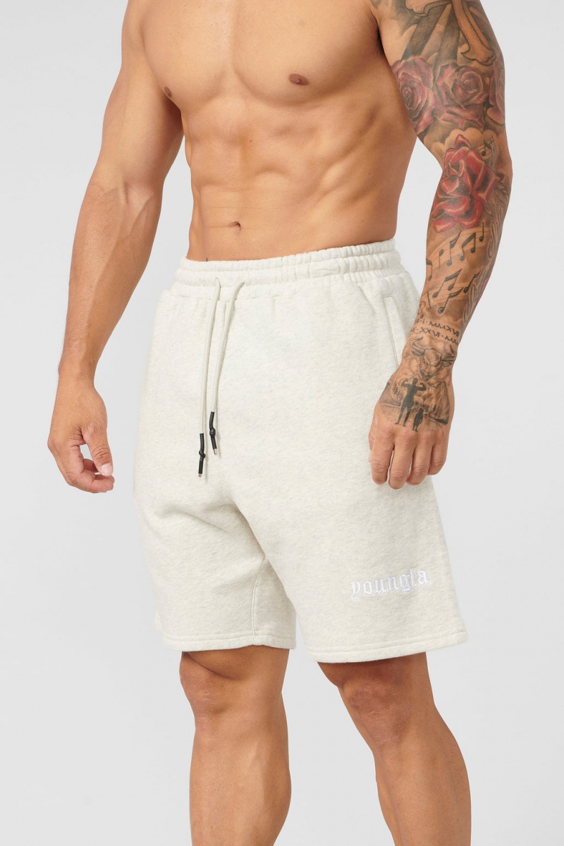 YoungLA 112 - Baggy Sweat Kurze Hose Herren Weiß | 269-JMCAXD