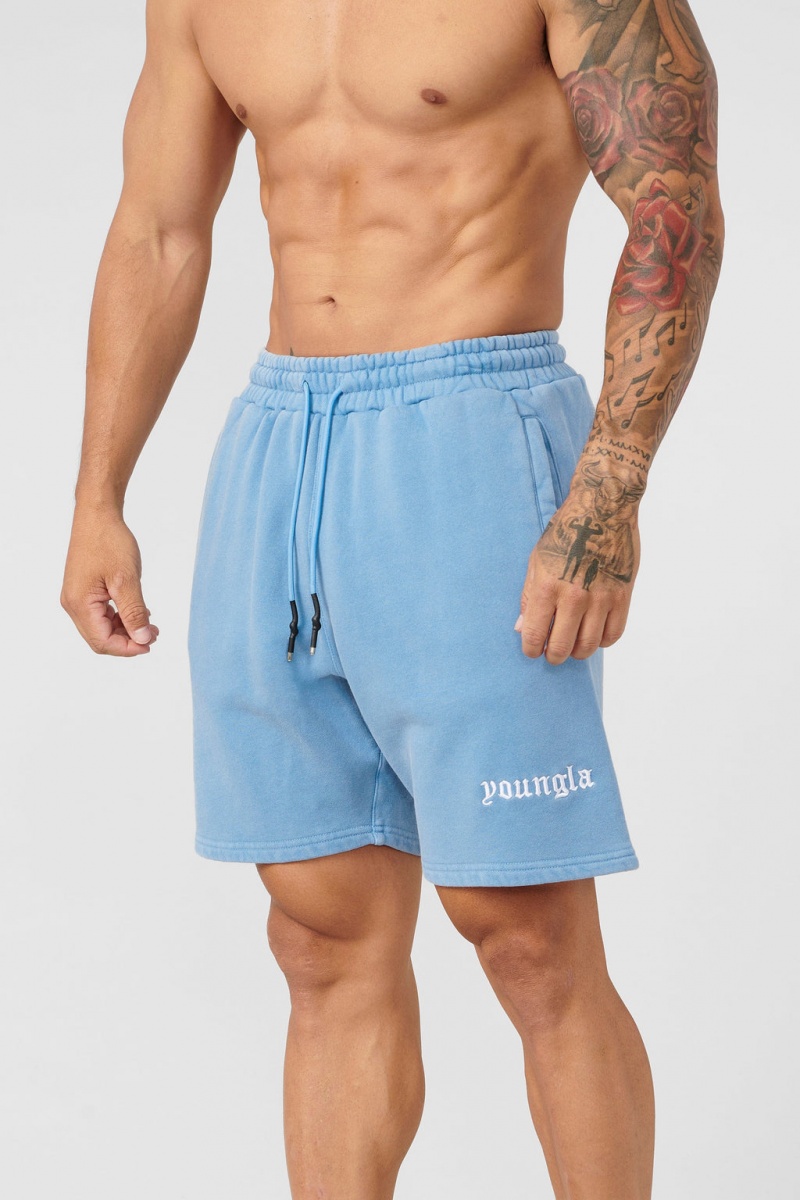 YoungLA 112 - Baggy Sweat Kurze Hose Herren Blau | 560-LDTIZU