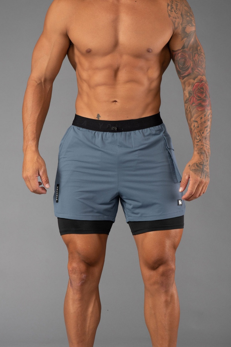 YoungLA 121 Performance Line Compression Kurze Hose Herren Blau | 240-XSYDAZ