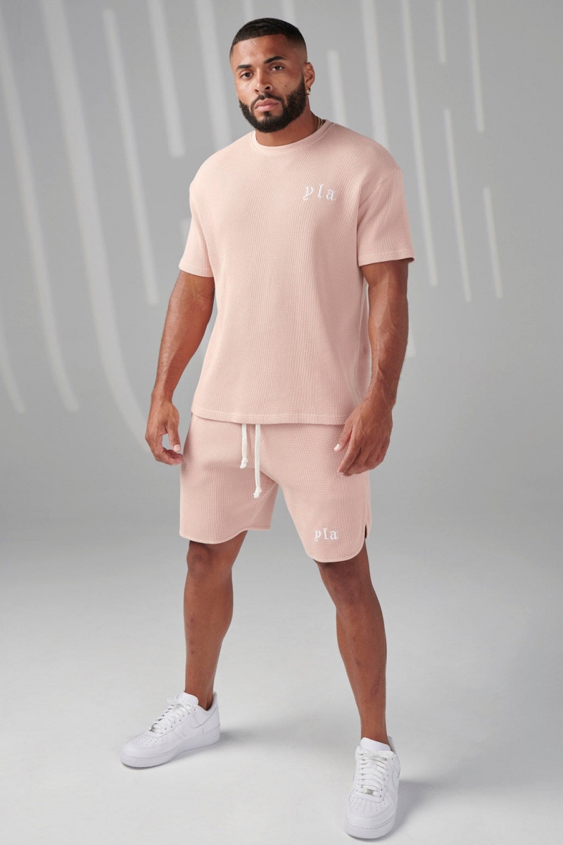 YoungLA 127 Summer Waffle Kurze Hose Herren Rosa | 327-ZQGVXA