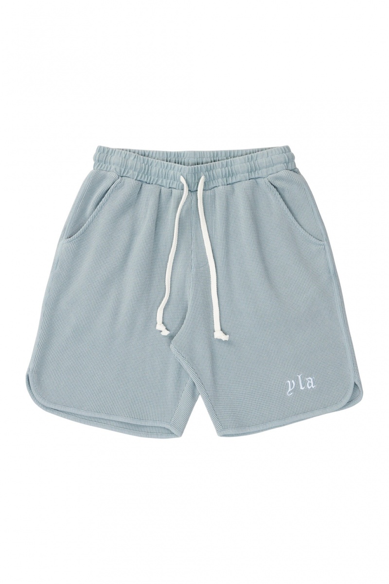 YoungLA 127 Summer Waffle Kurze Hose Herren Blau | 350-TDFOKR