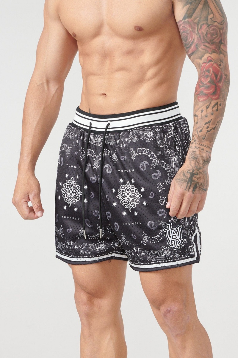 YoungLA 132 Infamous Bandana Kurze Hose Herren Schwarz | 849-VIDWUF