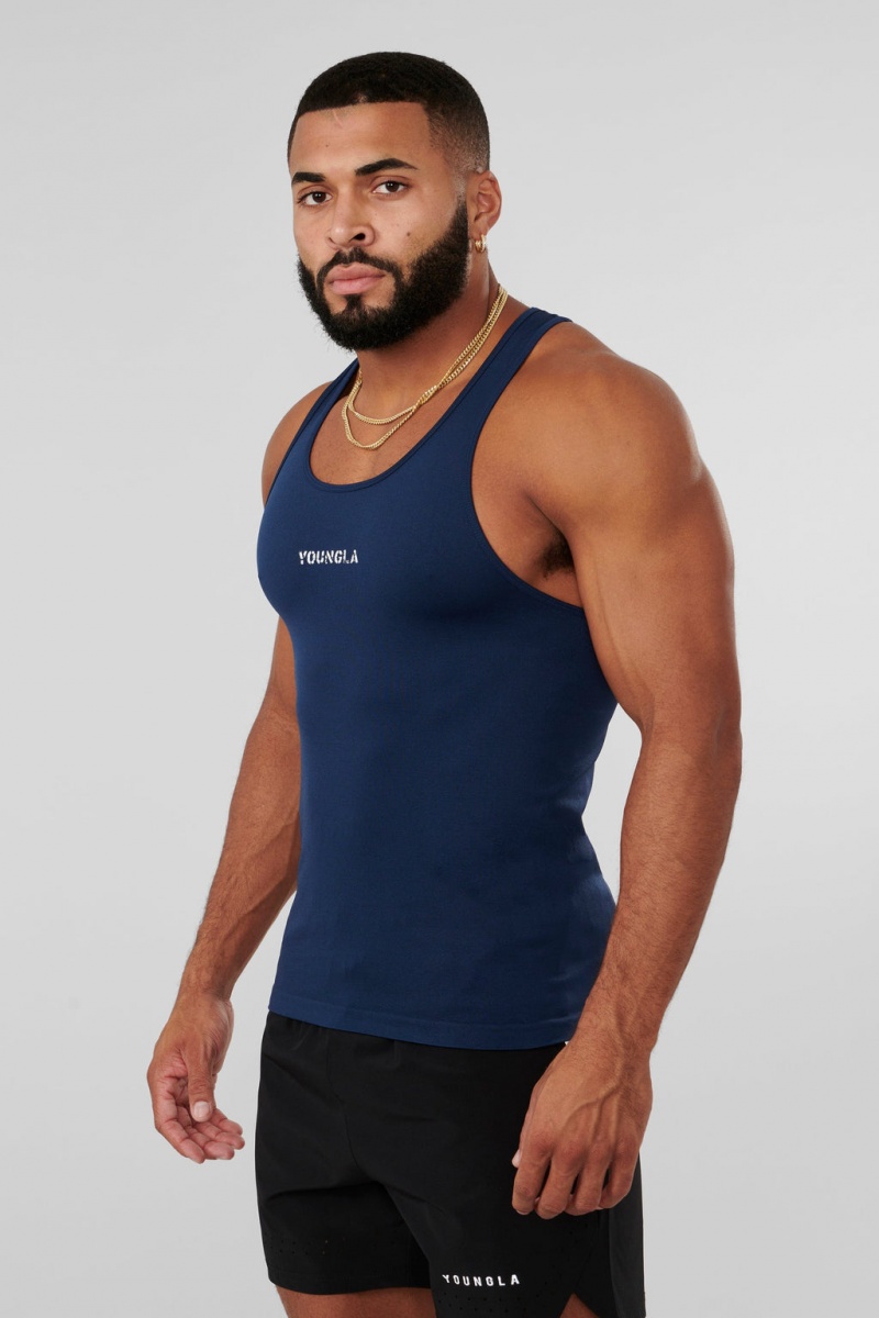 YoungLA 302 Supervillain Stringers Muskelshirt Herren Navy | 903-VHGLKR