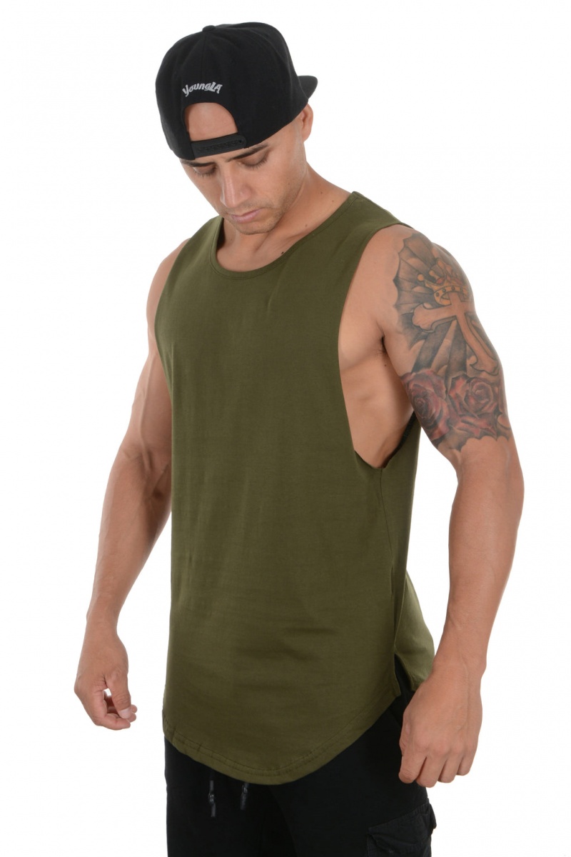 YoungLA 308 Muscle Muskelshirt Herren Olivgrün | 134-HJCTEI