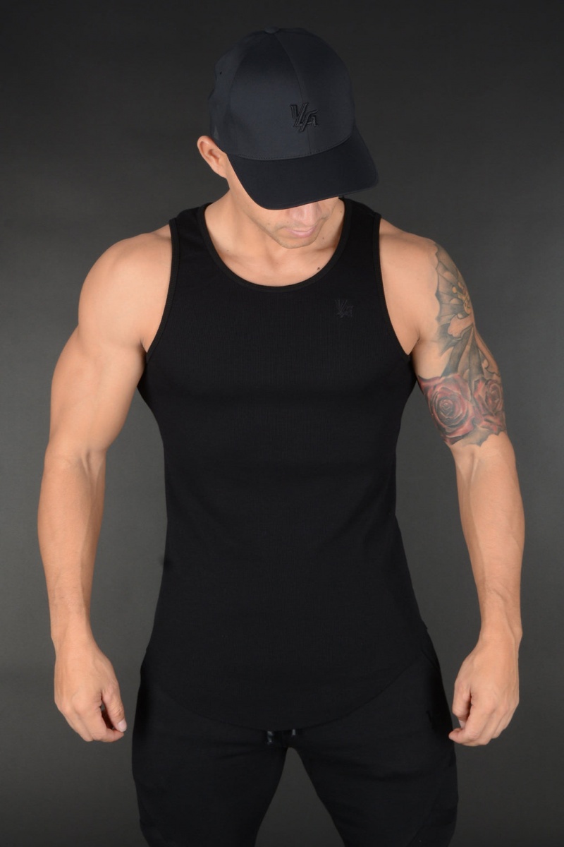 YoungLA 314 Scoop Bottom Gerippt Muskelshirt Herren Schwarz | 486-XBAYRH