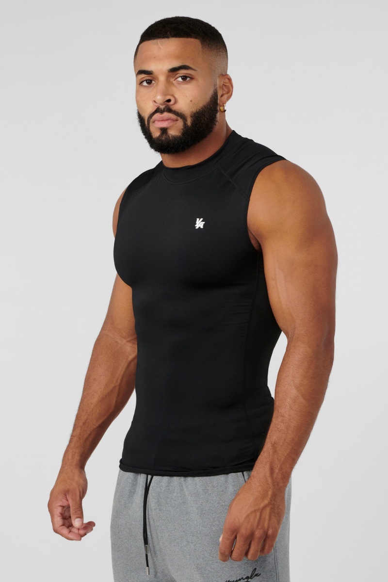 YoungLA 315 - Stealth Compression Cut-Offs Muskelshirt Herren Schwarz | 856-IJYMDF