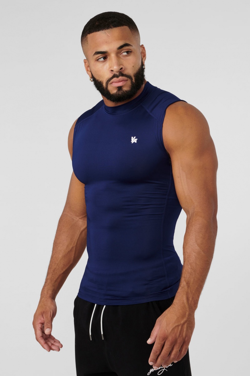 YoungLA 315 - Stealth Compression Cut-Offs Muskelshirt Herren Blau | 482-GBXLAQ