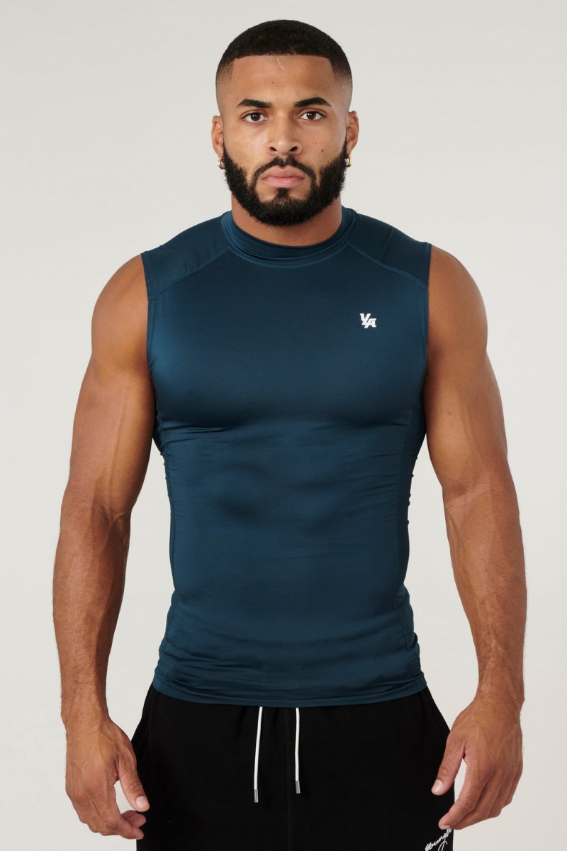 YoungLA 315 - Stealth Compression Cut-Offs Muskelshirt Herren Navy | 514-KVRJUZ