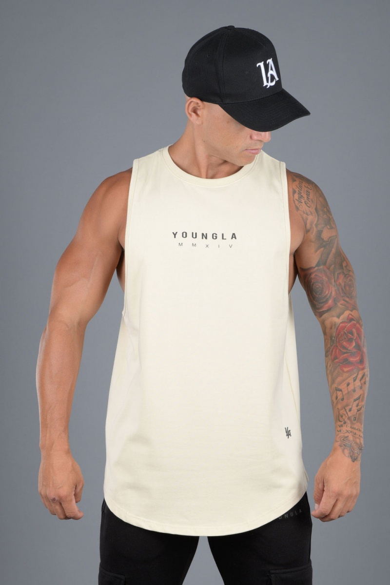 YoungLA 326 Elemental Muskelshirt Herren Weiß | 456-FUJGVA