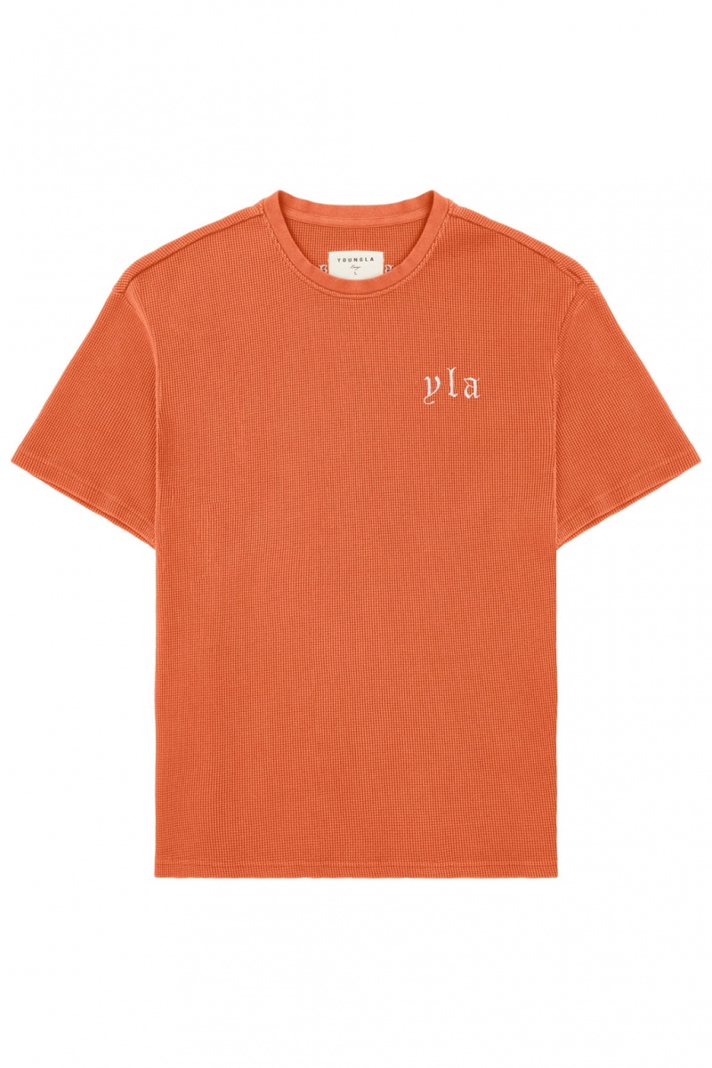 YoungLA 427 Summer Waffle T-shirts Herren Orange | 859-VWRQGD