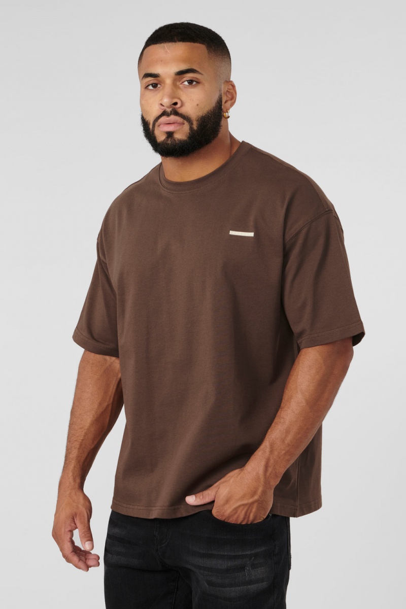 YoungLA 437 Stamped T-shirts Herren Braun | 286-UAVBZW