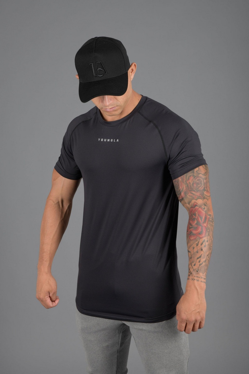 YoungLA 440 Performance Line Kurzes Sleeve Hemd Herren Schwarz | 092-YKCOLX