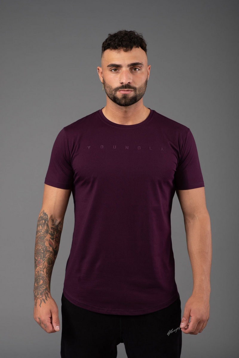 YoungLA 459 Monochrome Fitted T-shirts Herren Bordeaux | 067-ECXMQA