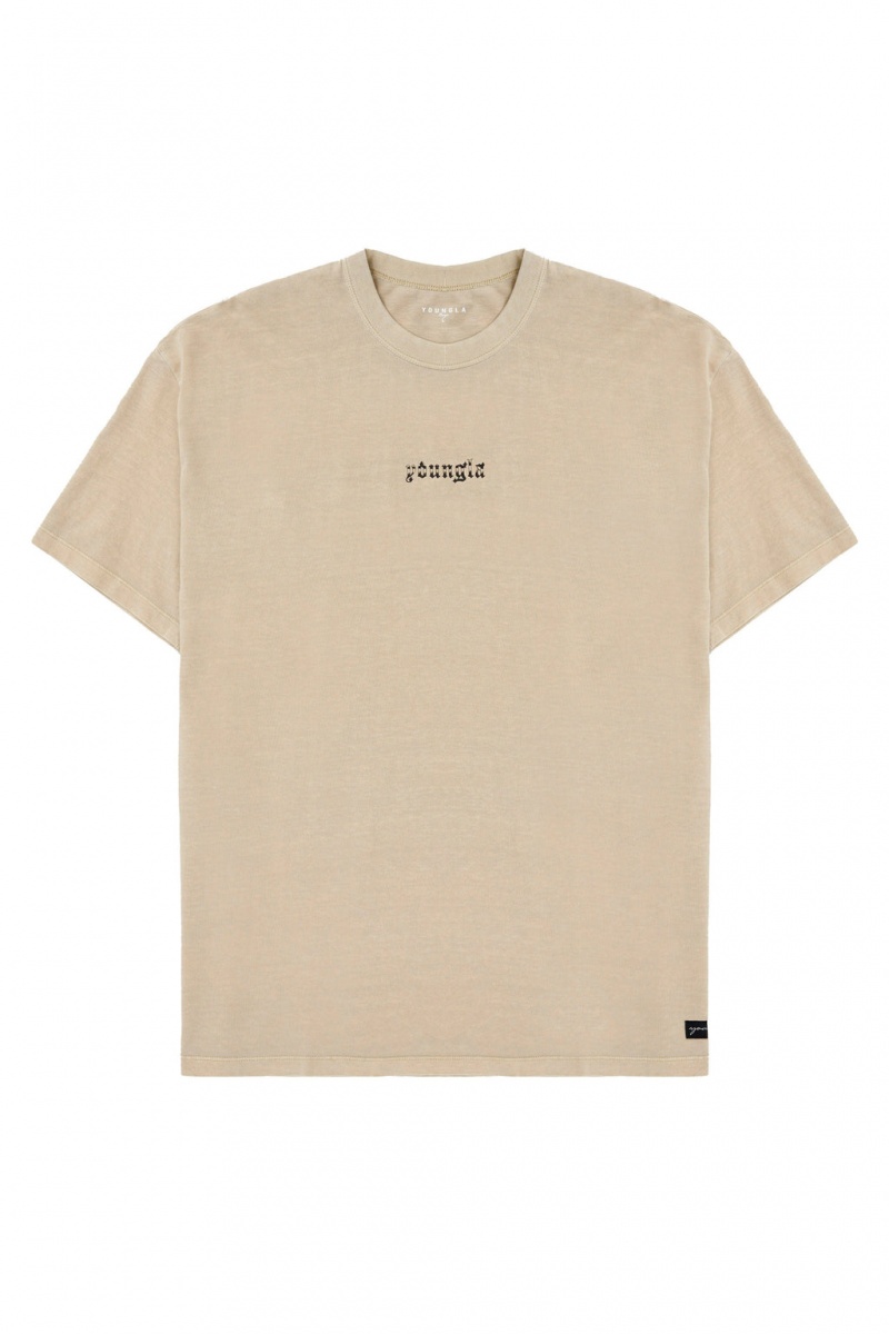 YoungLA 471 Chrome T-shirts Herren Beige | 486-RIBQHF