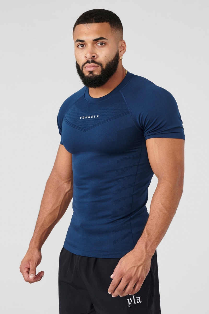 YoungLA 475 SuperVillain Compression T-shirts Herren Navy | 957-AIOVNZ