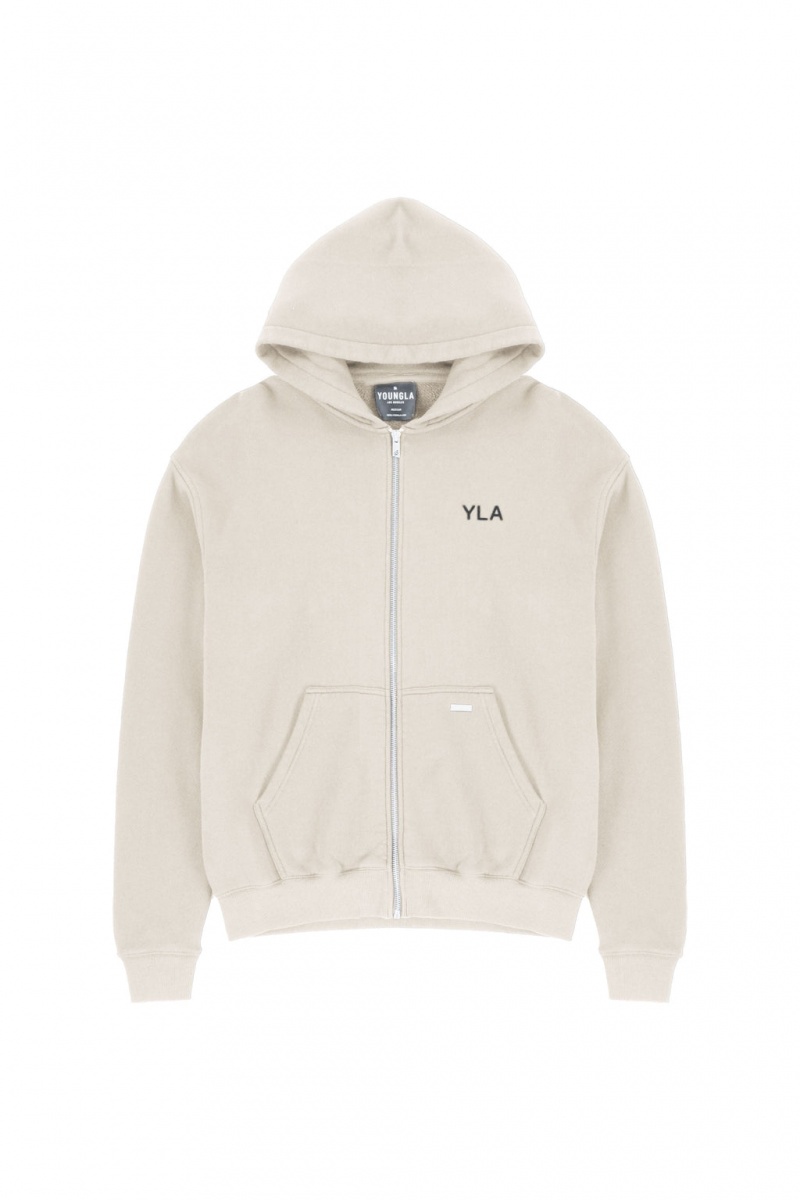 YoungLA 515 Monarch Zip-up Hoodie Herren Weiß | 753-ZIDRGW