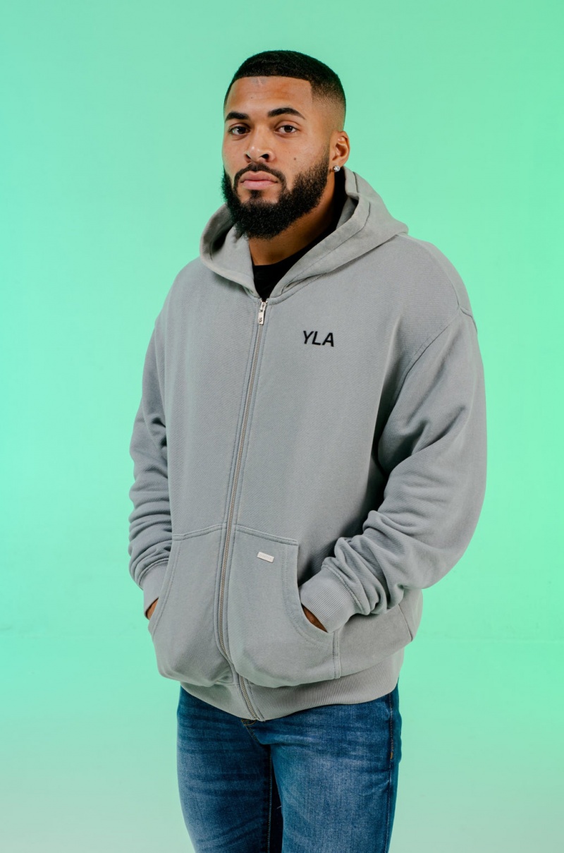 YoungLA 515 Monarch Zip-up Hoodie Herren Grau | 415-SCOUDK