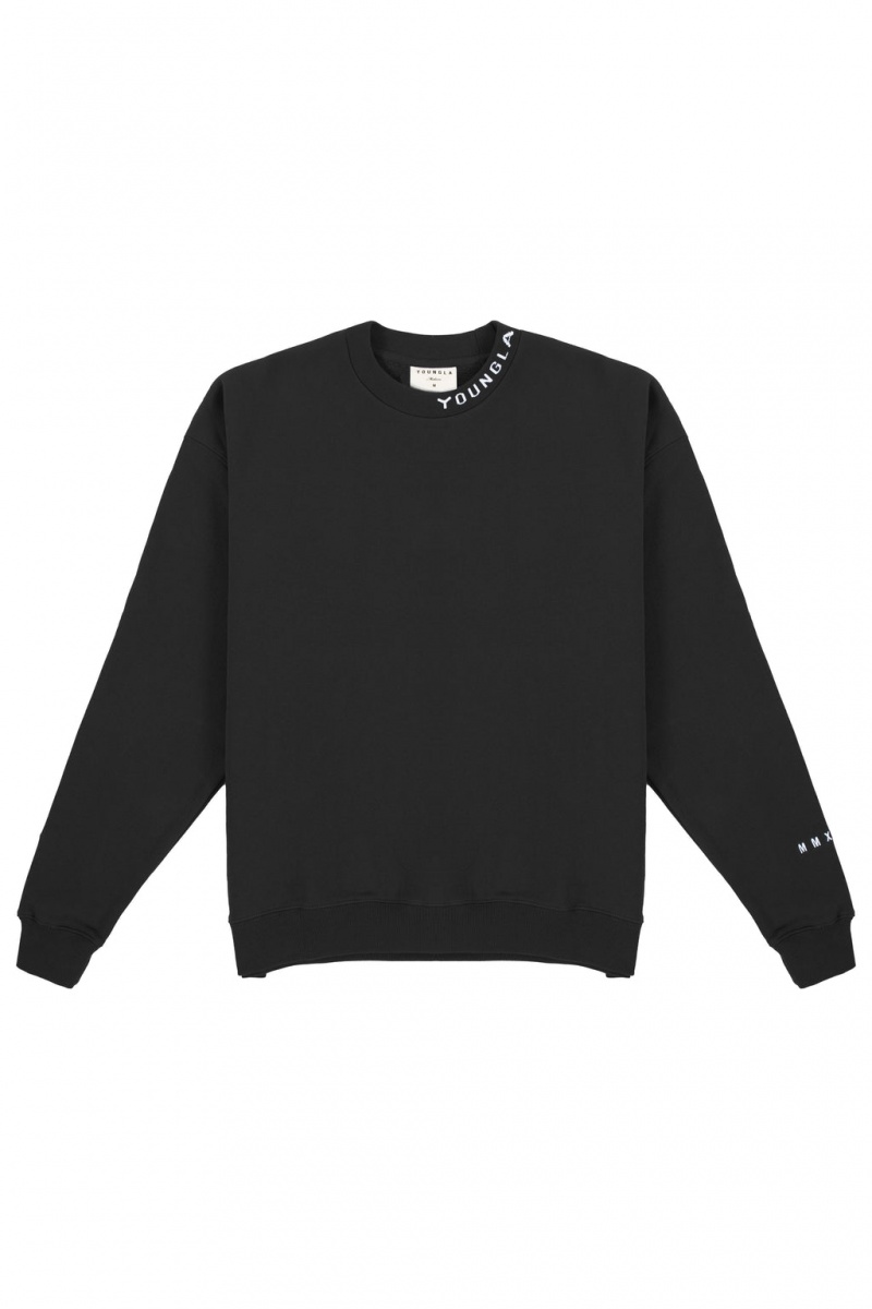 YoungLA 557 Trademark Crewnecks Sweatshirt Herren Schwarz | 946-VPQLTG