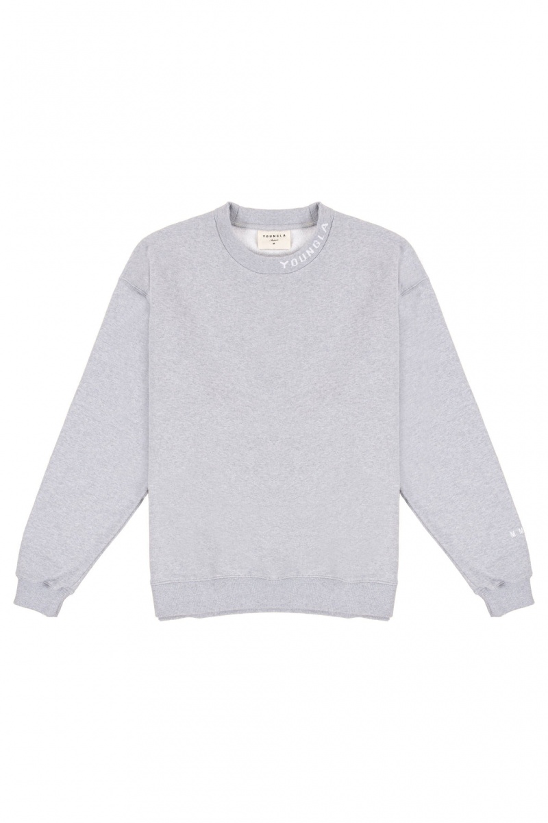 YoungLA 557 Trademark Crewnecks Sweatshirt Herren Grau | 712-IWSZUB