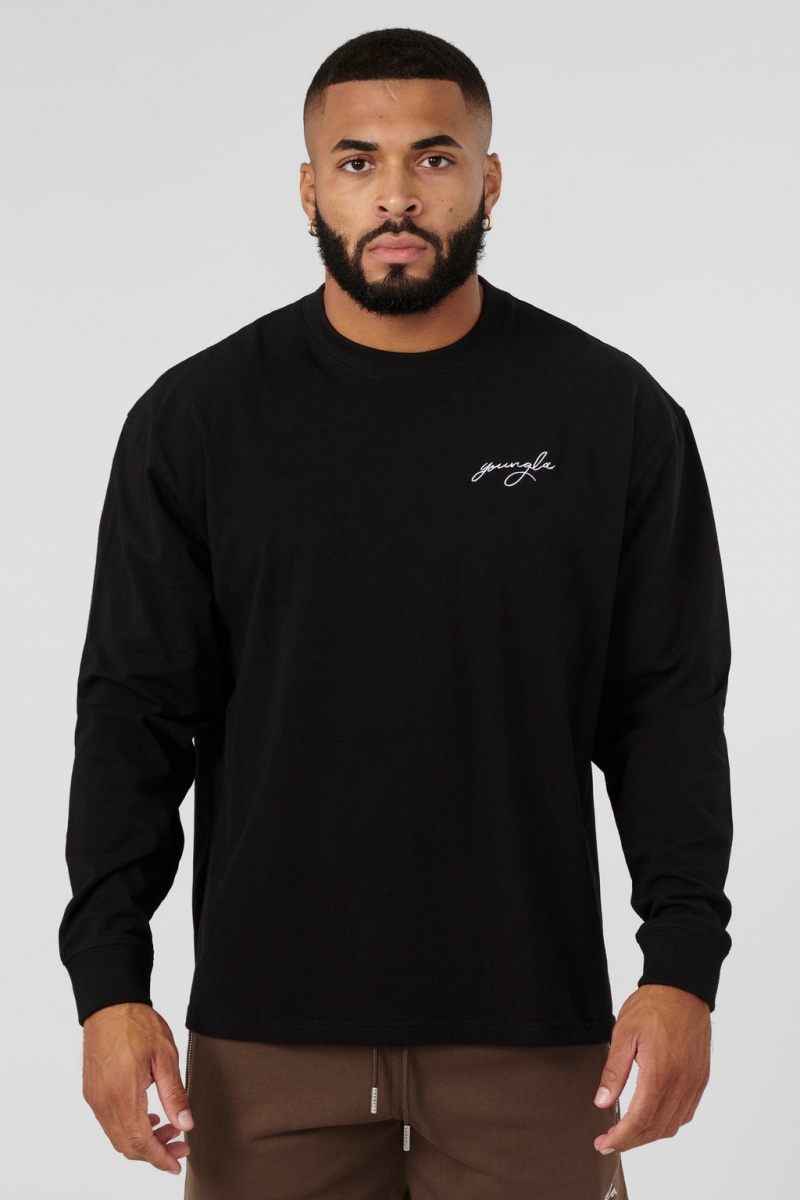 YoungLA 805 Essential Longsleeves Sweatshirt Herren Schwarz | 950-TLKRCO