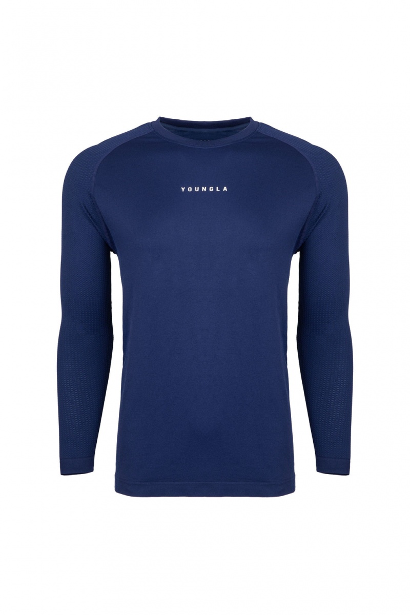 YoungLA 823 New Gen Compression Longsleeves Hemd Herren Blau | 150-QZPHLB