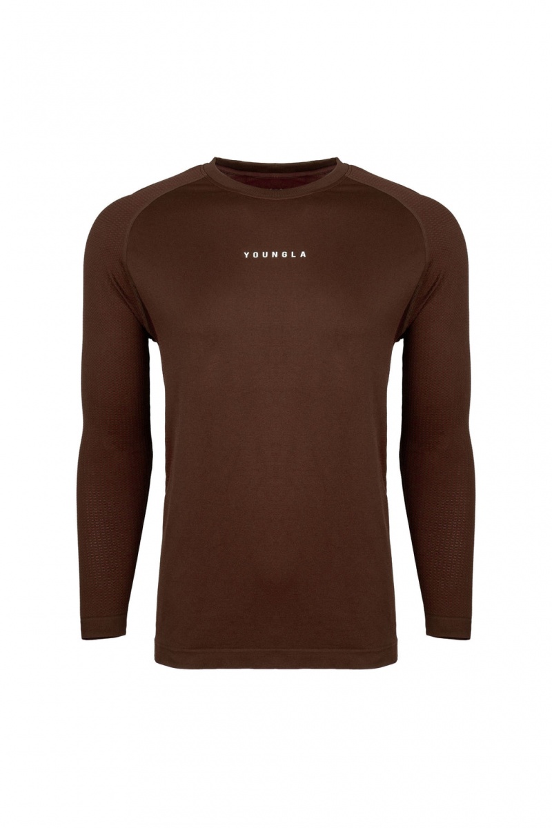 YoungLA 823 New Gen Compression Longsleeves Hemd Herren Braun | 867-GXRTNM